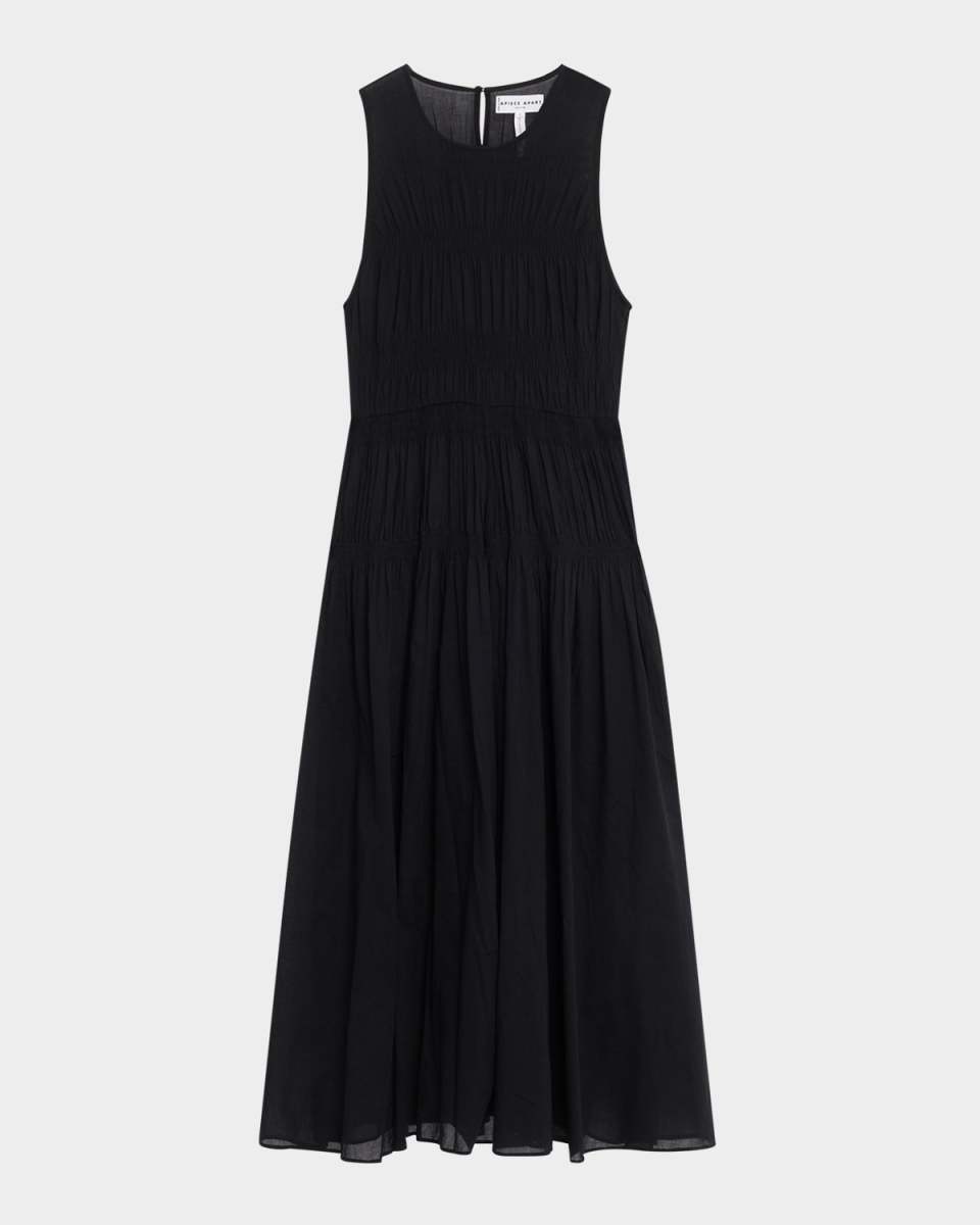 Fabiana Shirred Organic Cotton Voile Maxi Dress